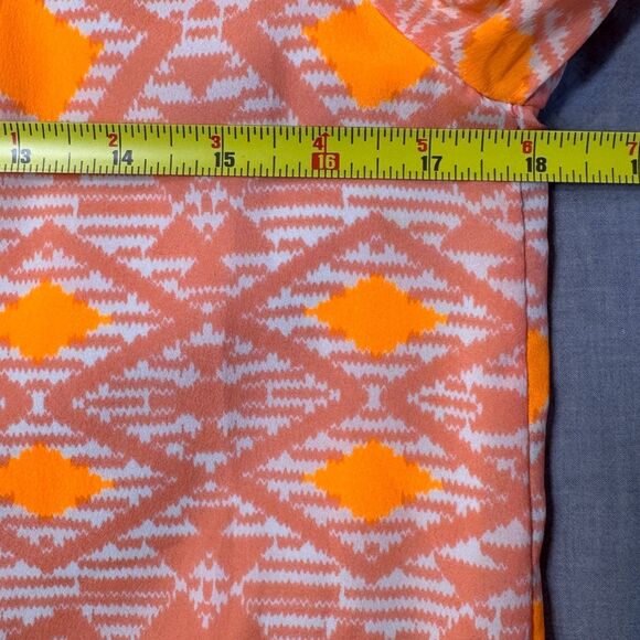 Anthropologie Everly Orange White Shift Dress Womens Medium Geometric Lined USA - Picture 7 of 11